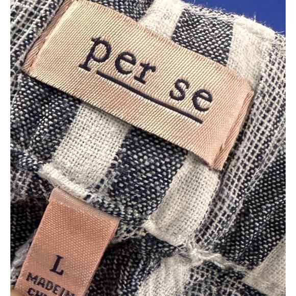 Per Se Large Striped Pants Linen Viscose Jogger Drawstring Gray Strpe Pockets - Picture 3 of 7